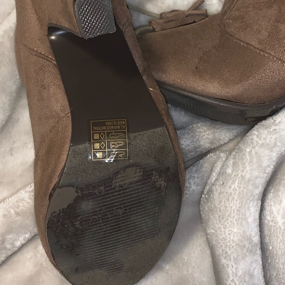 Faux Suede Taupe Ankle Boots - Picture 3 of 6